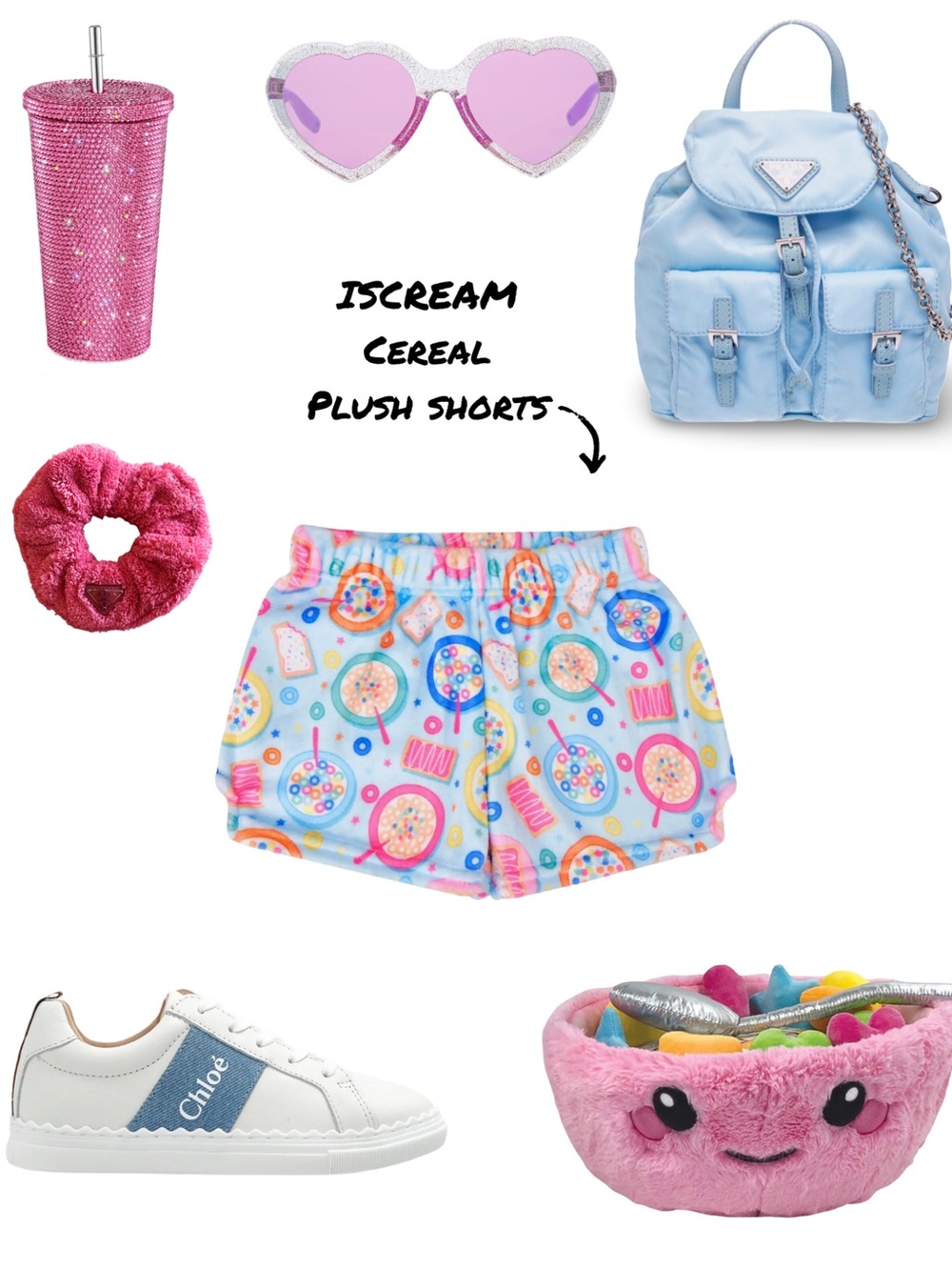 ISCREAM Kids' Cereal Plush Lounge Shorts - Pastel Blue